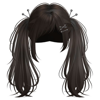 Brown Y2K Emo Punk Pigtails w/ Pins