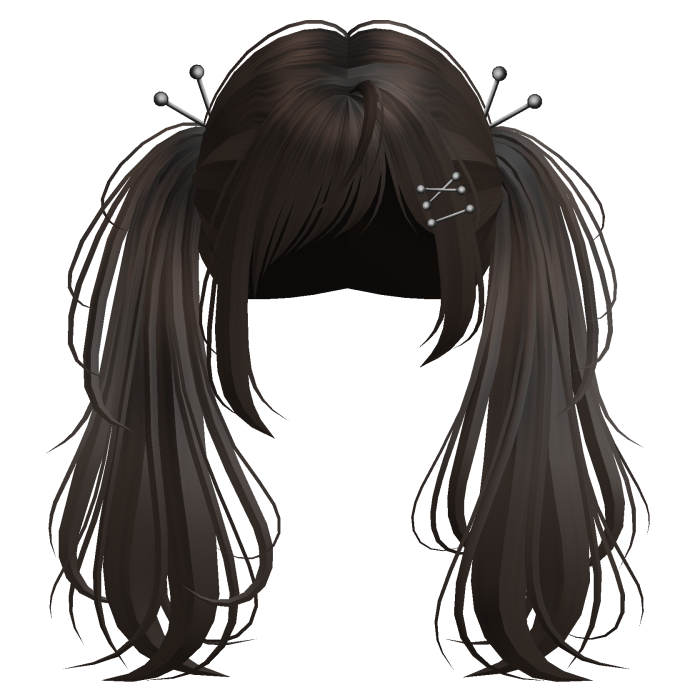 Brown Y2K Emo Punk Pigtails w/ Pins