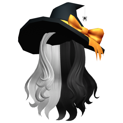 Halloween Long Wavy Witch Hair Black White Roblox item