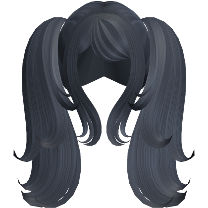 Long layered wispy fluffy pigtails in dark blue