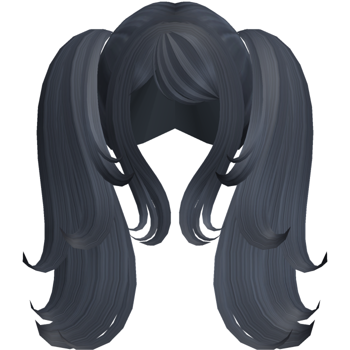Long layered wispy fluffy pigtails in dark blue