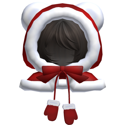 red christmas bear hood bob cut hair dark brown