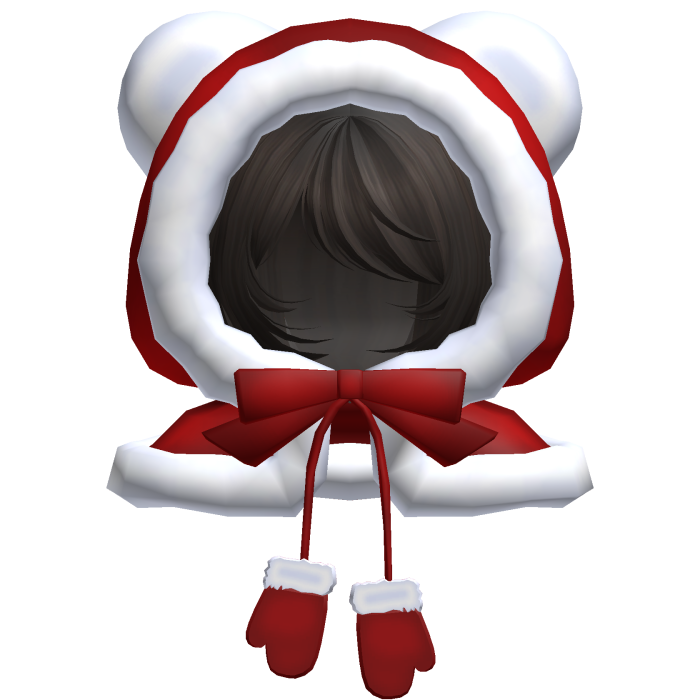 red christmas bear hood bob cut hair dark brown