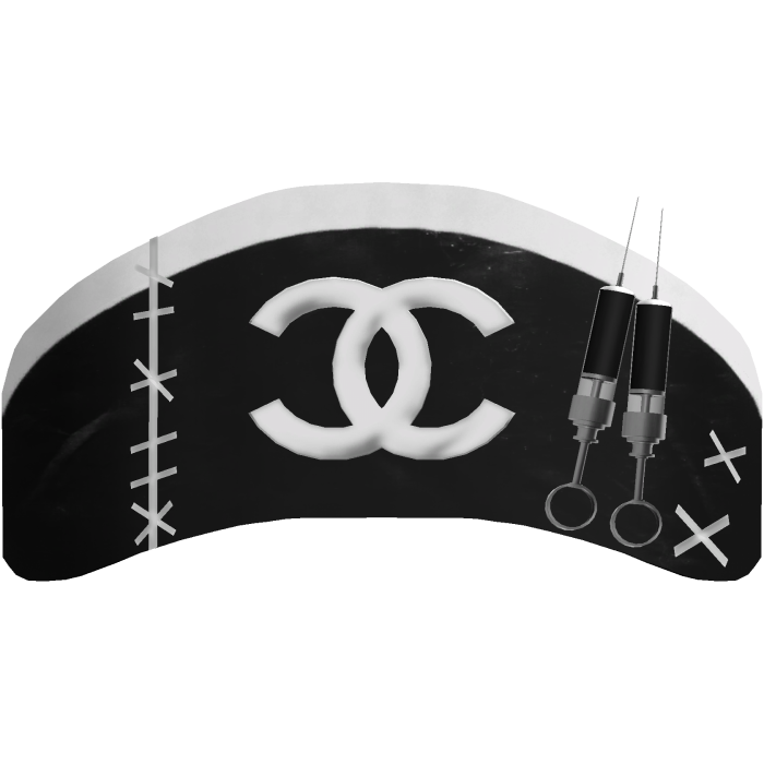 CC stitched syringe nurse hat in black