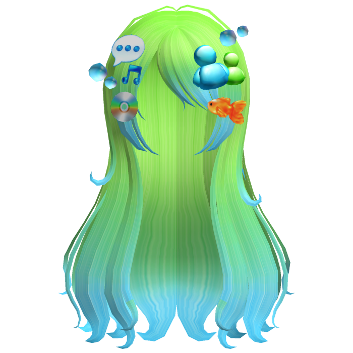 frutiger aero green blue wispy long flowy hair