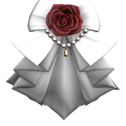 White Jabot Ruffle Red Rose 3.0