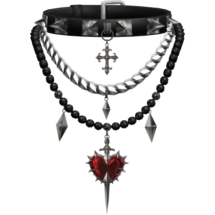 Layered Goth Heart Necklace