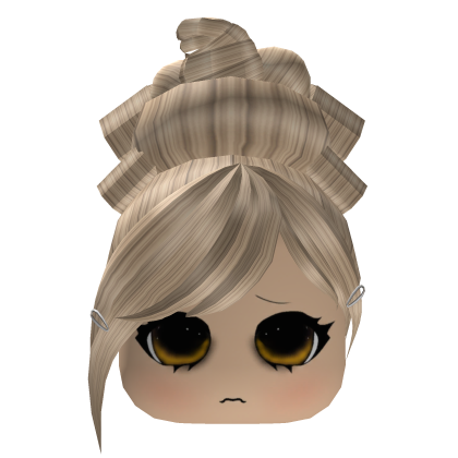 Blonde Messy Bun Hair w/ Cute Sad Face Roblox item