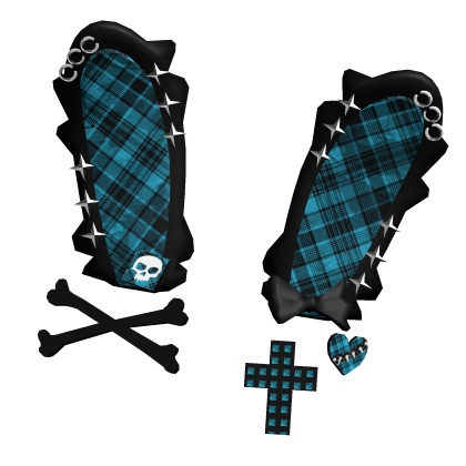  blue vkei punk plaid bunny ears