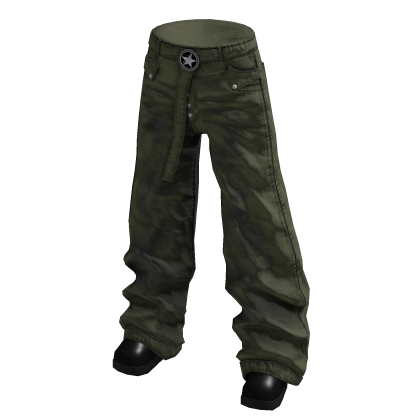 Crinkled Baggy Pants (Olive)
