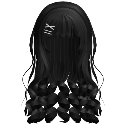 ♡ cute anime girl hair w/ white hairclips (black) Roblox item