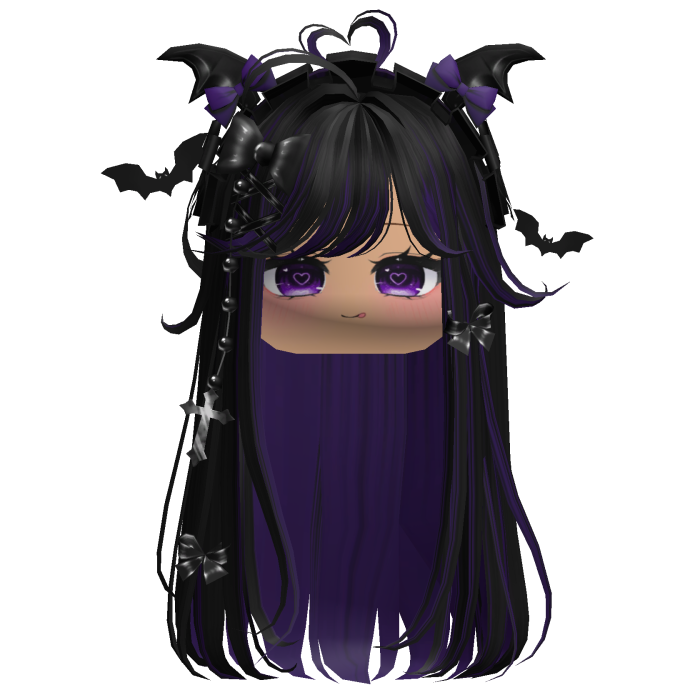 Vamp Straight  Hair w/Headband (Black&Purple)