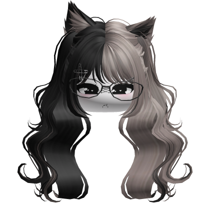 Wavy Moe Pigtails w/ Cat Ears (Black&Ash)