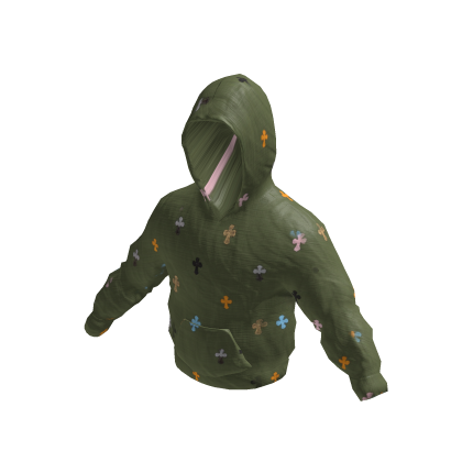 Olive Green Cross Patch Hoodie