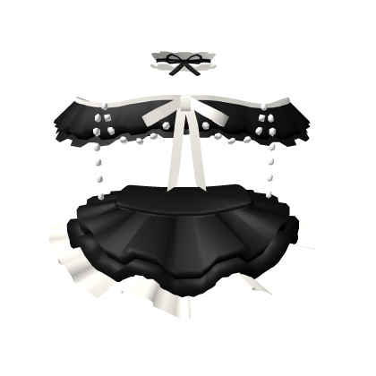 🎀3.0 Cute black ruffled skirt set w pearls