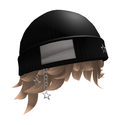 Y2K Black Beanie Stars Hat with K-Pop Blonde Hair Roblox item