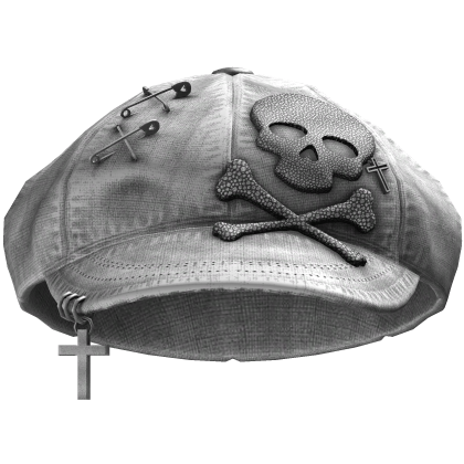 Y2K Grunge Skull Beret (White) Roblox item
