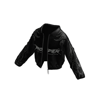 Blackout Glossy Black Flame Y2k Drip Zip Jacket 