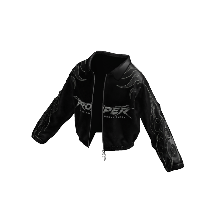 Blackout Glossy Black Flame Y2k Drip Zip Jacket 