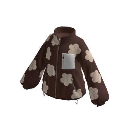 Cozy Flower Puffer Zip Up Jacket (Brown)