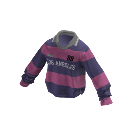 💗V-NECK SPORTY COLLAR T-SHIRT_PINK/PURPLE thumbnail