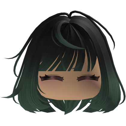 Cute emo y2k hair fluffy (black green)