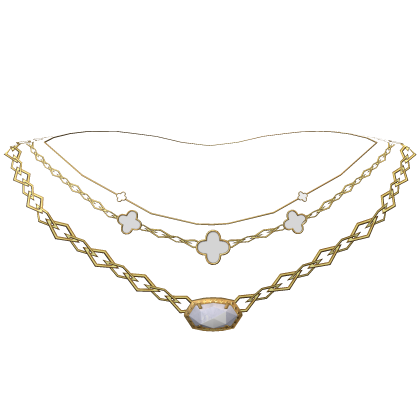 Gold Preppy Layered Clover Pendant Necklace 3.0 thumbnail