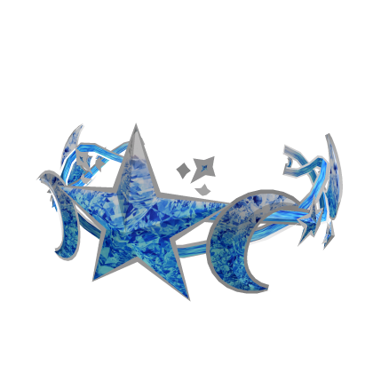 Blue Crystal Cartoon Stars Crescent Moon Crown