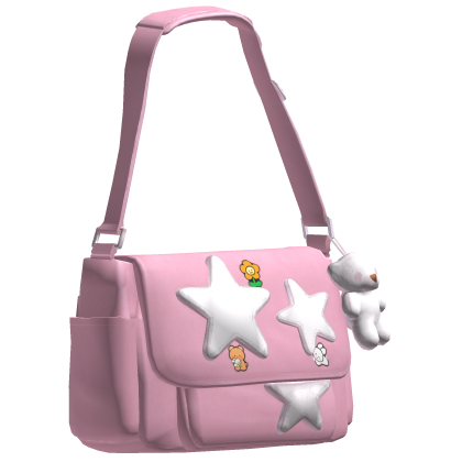 LightPink&White Star Y2K Streetwear Side Bag