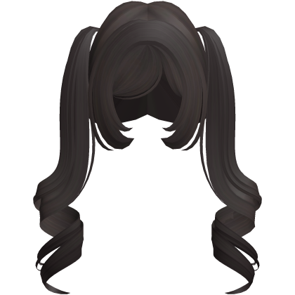 cute long loose curls in dark brown Roblox item