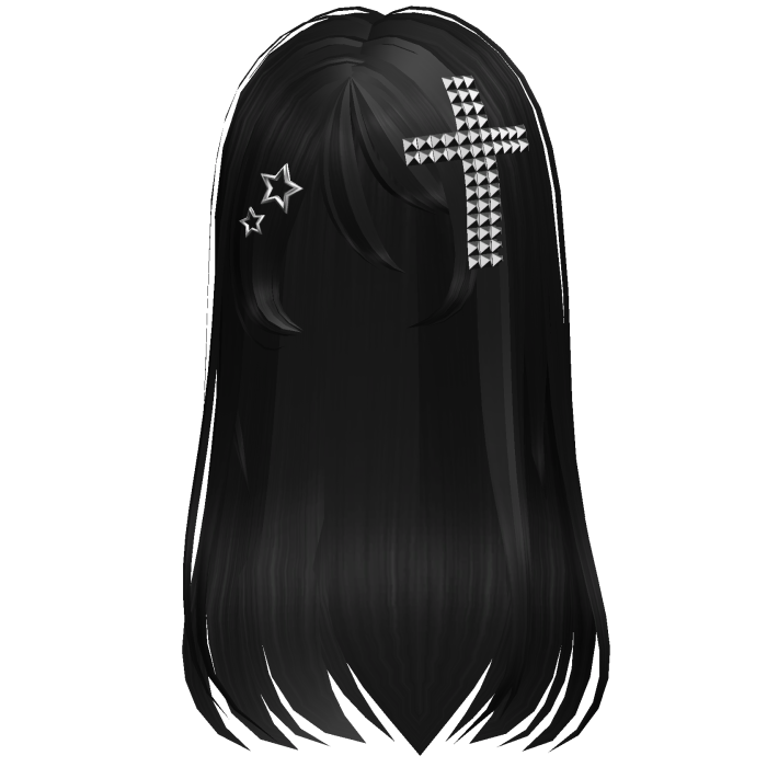 Emo Scene Long Hair w Cross Black
