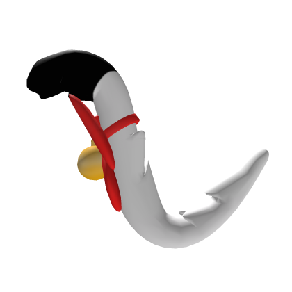 White and Black Cat Tail With Ribbon and bell