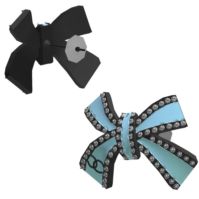 Light Blue and Black Designer Bow Earrings 