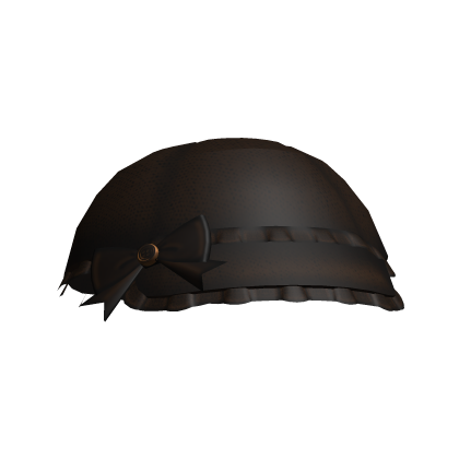 cute kawaii bow ruffled trim beret cap brown Roblox item