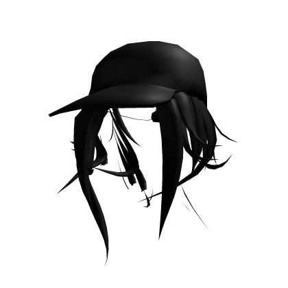 Messy Girl Anime Hair w/ a Low brim Cap (Black) Roblox item