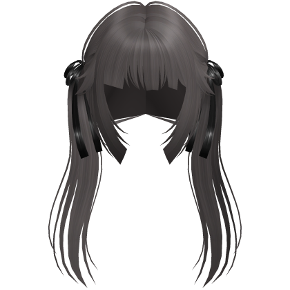 anime wispy hime long bow pigtails in ash brown