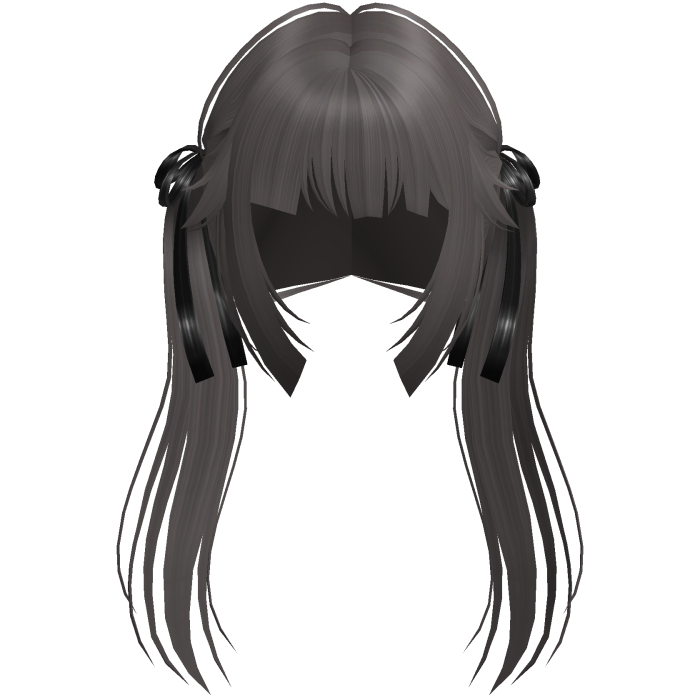 anime wispy hime long bow pigtails in ash brown