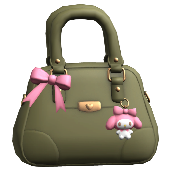 Cute Bow Purse w Kawaii Plushie Olive/Green