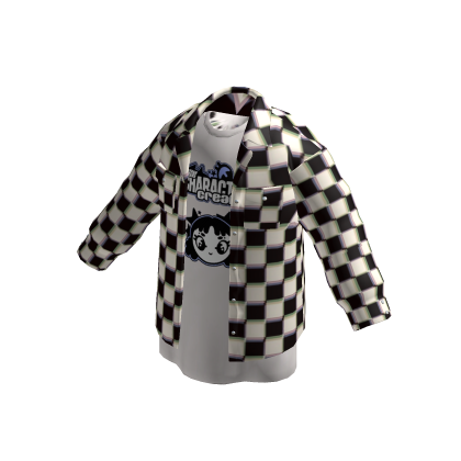 ✨Oversized black white checker dress shirt jacket