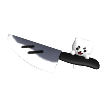 Cute cat holding knife mouth - White cat Roblox item