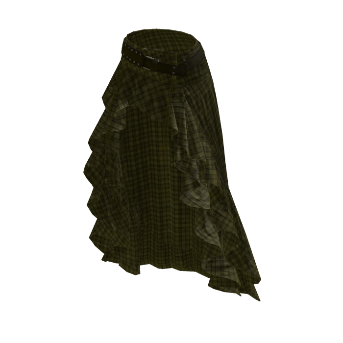 Asymmetric Skirt with Draped Hem (Olive)