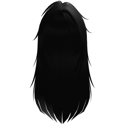emo messy long hime cut hair in black XII Roblox item