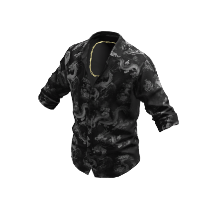 Pattern Rolled Up Sleeve Buttoned Shirt Gold Chain thumbnail