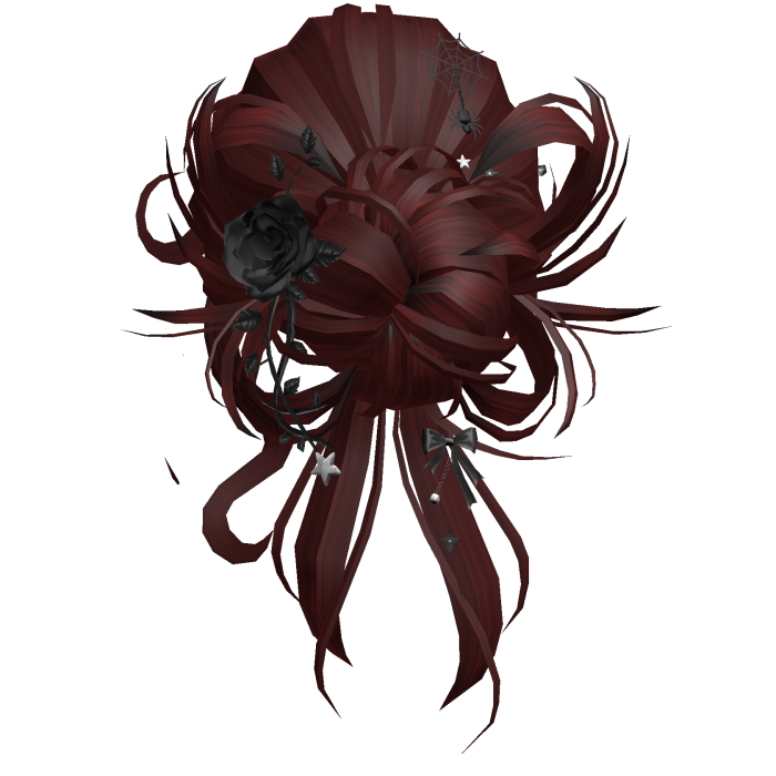 Gothic Messy Rose Thorn Bun (Dark Red)