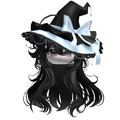 Anime Girl Hair w/Witch Hat (Black) Roblox item