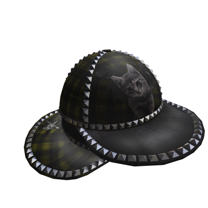 Yellow Plaid Spiked Cat Cap