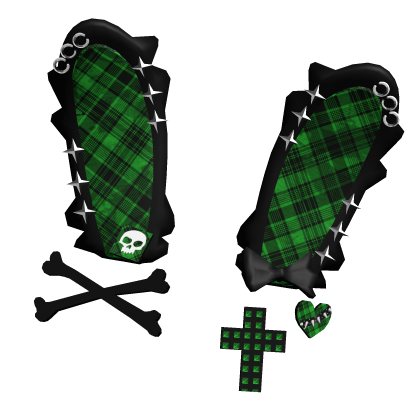 green vkei punk plaid bunny ears