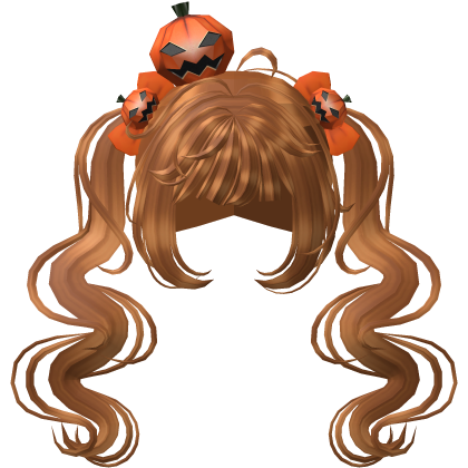 orange halloween pumpkin wavy pigtails hair Roblox item