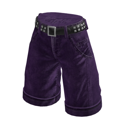 Baggy Shorts with Studded Belt (Purple)