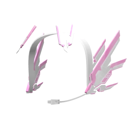 white + light pink mecha sci-fi cyberpunk headset Roblox item thumbnail
